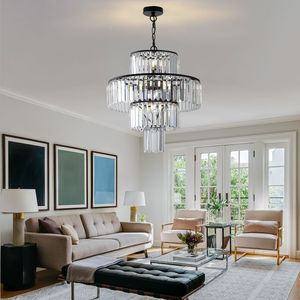 Lampadario di cristallo moderno di lusso nero 19.7 pollici lampada a sospensione per sala da pranzo camera da letto soggiorno - Product Image 2
