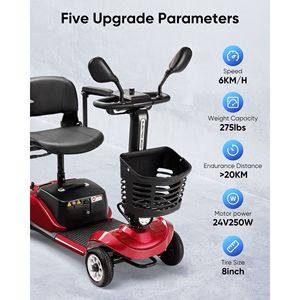 Scooter Elettrico Pieghevole Compatto a 4 Ruote con Cestino e Luce per Viaggi, Facile Mobilità per Disabili - Product Image 2