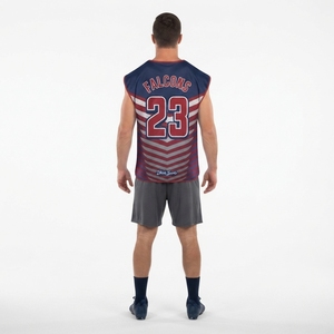 Maillot de lacrosse personnalisé avec logo, 100 % polyester, rayé, sans manches, réversible, imprimé, tenue de football, design personnalisé - Product Image 2