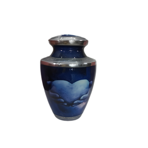 Blue Heart Aluminum Cremation Urn for Human Ashes <b>Memorial</b> <b>Keepsake</b> Handcrafted Adult Funeral Burial Remembrance Urn with Lid - Product Image 1