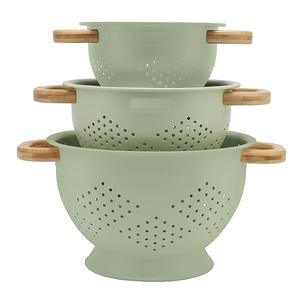 Ensemble de 3 passoires et égouttoirs en acier inoxydable couleur crème pour une précision culinaire accrue et des procédés de lavage et d'égouttage simplifiés - Product Image 1