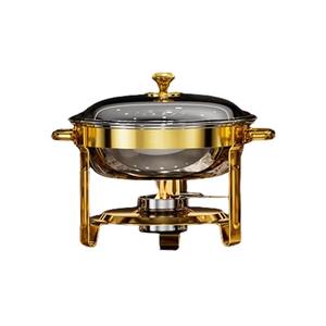 Le réchaud à buffet en verre et métal, au fini raffiné, est un centre de table époustouflant lors des événements. - Product Image 2