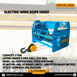 Polipasto Eléctrico de Cable INOVIC CRM de 3 Toneladas con Altura de Elevación de 9m |   Motor ABB 1/4 Fall con Freno EMCO y Caja de Cambios PBL |   Elevación Industrial - Product Image 2