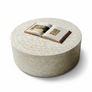 Luxury Decorative <b>Round</b> Mother of Pearl Inlay Coffee <b>Table</b> Unique Floral Shell Inlaid Side <b>Table</b> Furniture - Product Image 6