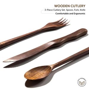 Wooden <b>Cutlery</b> <b>Set</b> Eco Friendly Flatware <b>Set</b> Perfect for Home Kitchen Dining Table Picnic And <b>Travel</b> Sustainable Utensil - Product Image 2