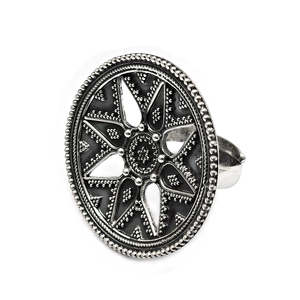 <b>Adjustable</b> Vintage Design <b>Ring</b> With Brilliant Round Cut & Star Flower Design Inside 925 Sterling <b>Silver</b> Bohemian <b>Ring</b> For Girls - Product Image 1