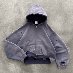 Sweat-shirt Streetwear Vintage à effet délavé, personnalisable, coupe oversize, molleton épais, coupe carrée, pour homme, effet délavé à l'acide, hoodie vieilli - Product Image 5