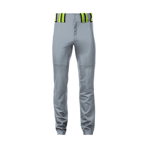 Pantalon de baseball pour adulte, couleur gris, bas ouvert, côtés rayés, longueur intégrale, 100% polyester, pantalon de baseball pour homme et jeune. - Product Image 1
