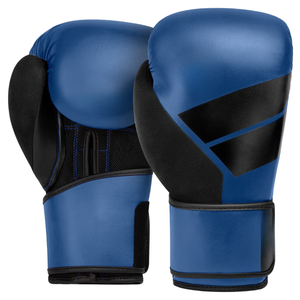 Blue PU Leather Boxing Gloves with <b>Velcro</b> Closure Breathable Training Gloves for Adults - Product Image 1