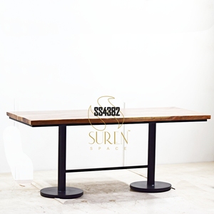 Mesa de comedor de diseñador indio Hoteles y restaurante Mesa larga comercial de madera maciza hecha a mano - Product Image 1