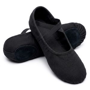 Chaussons de danse souples pour femmes, dessus en toile, semelle extérieure en caoutchouc, talon plat, doublure en coton - Product Image 4
