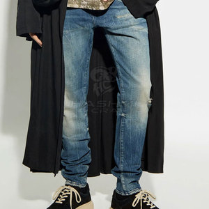 Casual Comfort Straight Fit Men Washed Distressed <b>Jeans</b> <b>Soft</b> Touch Fabric Everyday Style Pants - Product Image 2