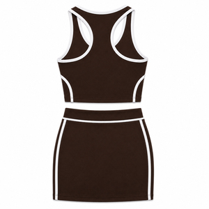 Breathable <b>Knitted</b> Spandex Polyester Spring Summer Wear Custom Logo Crop Top and Skirt <b>Set</b> Ribbed <b>Knit</b> Two Piece Fashion - Product Image 2