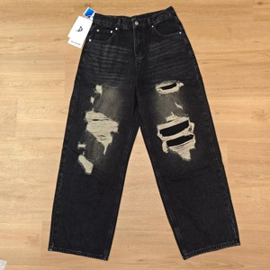 Chaqueta de chándal de diseñador para hombre, pantalón jogger de mezclilla con ajuste, rotos, con agujeros, con estampado de grafiti, vintage, rectos, con estampado de leopardo, con remaches, lavados - Product Image 1