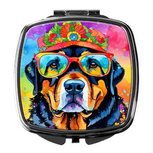 Rottweiler Hippie Dawg Compact Pliant Miroir De Maquillage Portable Décoratif Voyage Cadeau pour Femmes et Filles - Product Image 1