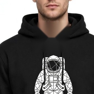 Sudadera con Capucha Unisex NEXTEX con Estampado de Astronauta, Blanca, Geométrica, de Poliéster, con Bolsillo Canguro y Cordón Ajustable - Product Image 4