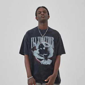 Custom Printing Acid <b>Wash</b> Cotton T-shirt for Men Loose Fit Classic Tees Hot Selling Streetwear Lightweight Oversized T-Shirts - Product Image 6
