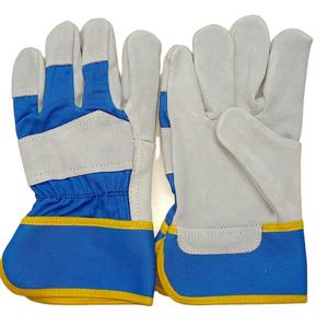 Gants de gréeur canadiens de haute qualité en cuir de vachette fendu et tissu de coton Gants de travail de sécurité industrielle pour la protection des mains - Product Image 4