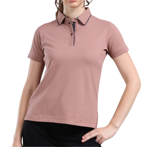 Jersey de Punto Premium para Mujer, Color Sólido, Manga Corta, Corte Ajustado, Algodón Spiumo, Top Informal de Punto, Logotipo Frontal, OEM, ODM, Personalizado - Product Image 6