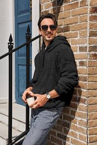 Men's Sherpa Fleece <b>Hoodie</b> Winter Warm <b>Teddy</b> Pullover Sweatshirt Custom Men's <b>Teddy</b> Fleece <b>Hoodie</b> Oversized Sherpa Sweatshirt - Product Image 4