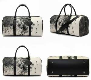 กระเป๋าเดินทางหนังวัวแท้คุณภาพพรีเมียม พร้อมขนสัตว์  แบบถือหรือสะพาย  สำหรับเดินทางช่วงสุดสัปดาห์  คุณภาพส่งออก รุ่น LHTB-0111 - Product Image 4