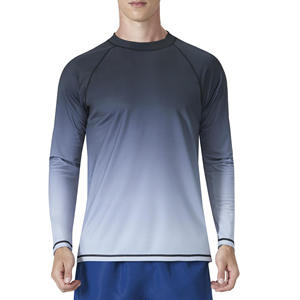 เสื้อแรชการ์ดแขนยาวสีดำ โพลีเอสเตอร์/ไนลอน 200 กรัม พิมพ์ลายแบบรีดร้อนตามสั่ง ป้องกันรังสียูวี UPF 50+ สำหรับว่ายน้ำและออกกำลังกาย - Product Image 1