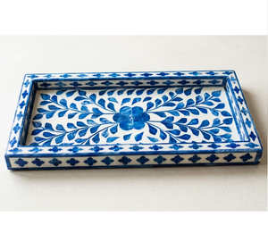 Plateau en os incrusté, nouveau modèle rectangulaire en résine écologique, accessoire pour la maison, plateau de service en os incrusté pour servir les aliments - Product Image 1