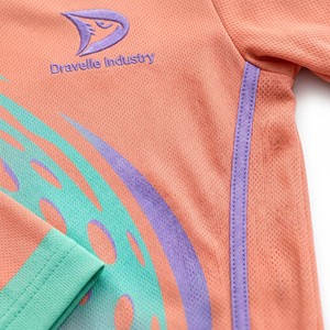 Dravelle Industry Premium Dry Fit Tee Highly Specific <b>Peach</b>-Mint-Lavender Swirl Graphic V Neck High-End Women's Pickleball Shirt - Product Image 5