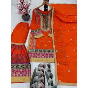 Traje de fiesta de diseñador con hermosa parte inferior Dupatta para ropa india y pakistaní - Product Image 1