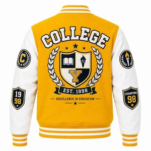 Veste universitaire pour homme de haute qualité, broderie chenille, manches en cuir, col montant, motif lettres, personnalisable - Product Image 2