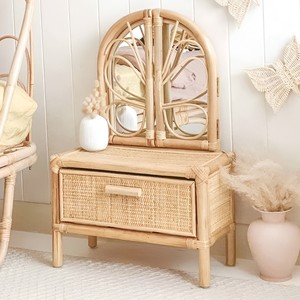 Small rattan table for kid play makeup best seller girl <b>vanity</b> desk decorative <b>make</b>-<b>up</b> desks - Product Image 1