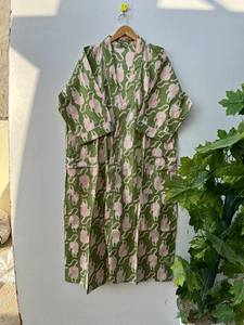 Bata Kimono Ligera de Algodón con Estampado de Aves para Primavera/Verano, Cuello en V, Larga, de Secado Rápido, Estilo Boho para Descansar - Product Image 2