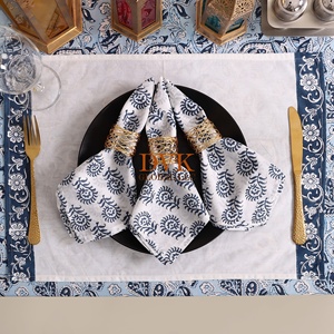 Nappe de table en coton faite à la main de style bohème couleur ciel imprimé floral brodé couverture de table de banquets pour hôtels vente en gros - Product Image 3