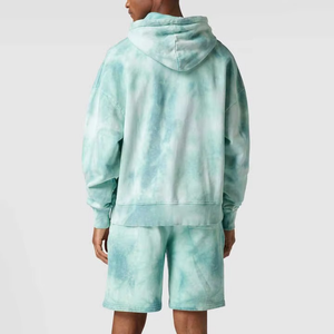 Men's Tie Dye Hoodie And Shorts <b>Set</b> Casual Summer Cotton Fleece <b>Knitted</b> Outwear - Product Image 3