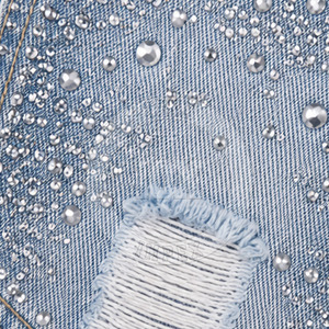 Wholesale Custom Plus Size Rhinestone Distressed <b>Jeans</b> Shorts Cotton Custom Color High Waist Denim Shorts - Product Image 5