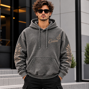 Sudadera con Capucha Bordada Personalizada con Diseño Floral para Hombre, Sudadera con Bolsillo Delantero, Estampado de Letras Casual - Product Image 2