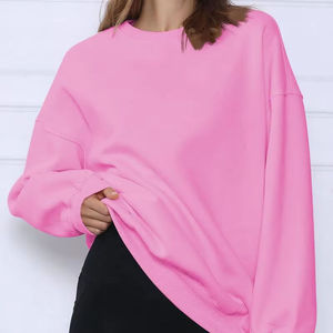 เสื้อสเวตเชิ้ตผู้หญิงไซส์ใหญ่ แขนยาว ทรงหลวม สีพื้น ผ้าฝ้าย คอโอ ปักลาย สำหรับฤดูหนาว - Product Image 5
