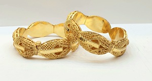Bracelets géométriques creux plaqués or 24 carats pour femmes, bijoux en alliage pour mariage - Product Image 4
