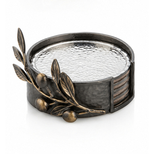 Modern <b>Silver</b> Floral Metal <b>Coasters</b> Set with Orchid Holder Hammered Stainless Steel Drink <b>Coaster</b> Bulk for Home Hotel Decor - Product Image 6