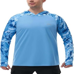 เสื้อฮู้ดตกปลาสำหรับผู้ชายไซส์ใหญ่ เสื้อฮู้ดสำหรับกิจกรรมกลางแจ้ง แขนยาว ป้องกันรังสียูวี UPF 50 แห้งเร็ว ระบายความชื้น - Product Image 1