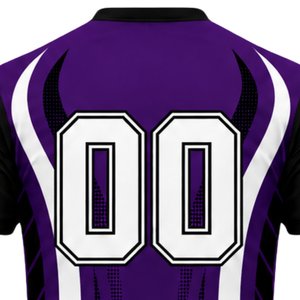 Maillot de volley-ball sublimé violet et noir à manches courtes pour performance sportive, tenue de match pour équipe athlétique - Product Image 6