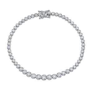 Bracelets tennis en diamant de laboratoire, taille ronde, sertis clos, fermoir boîte élégant de luxe, solitaire moderne, bijoux fins en or massif 14 carats, vente en gros - Product Image 3