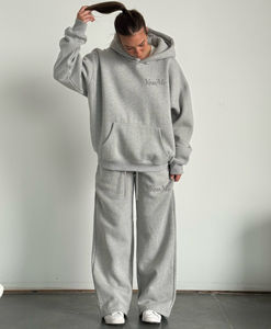 Conjunto Deportivo Personalizado 100% Algodón para Mujer, Sudadera Holgada y Pantalones Deportivos Anchos y Suaves de Talla Grande - Product Image 6