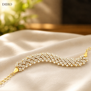 Bracelet chaîne en or jaune vermeil 10K, diamant rond brillant, cadeau de mariage, bijoux en moissanite - Product Image 1