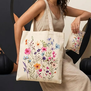 Sac fourre-tout en toile écologique réutilisable, sac de courses en coton, sac en toile personnalisé imprimé, vente en gros de sacs en toile - Product Image 4