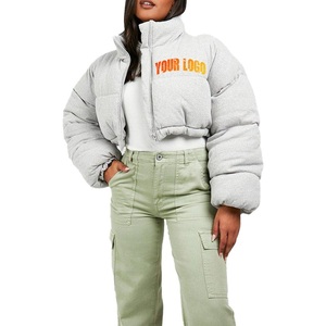 Hot Selling Multi-Color Women's Lightweight Quilted Outdoor <b>Cropped</b> Short Bubble <b>Puffer</b> <b>Jacket</b> Detachable Collar Polyester - Product Image 1