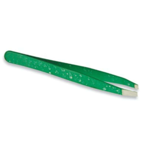 Ensemble de pinces à sourcils en acier inoxydable de qualité supérieure, revêtement vert poudré, pointe inclinée, étiquette privée personnalisée, outil de toilettage des sourcils OEM - Product Image 1