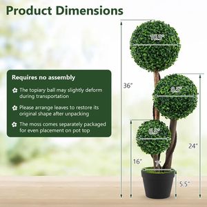 Árbol Topiario Artificial de Boj en Maceta de 36 Pulgadas de Alto, Planta Artificial de Plástico para Decoración del Hogar, Hotel, Día de San Valentín, Navidad, Halloween, Año Nuevo - Product Image 5