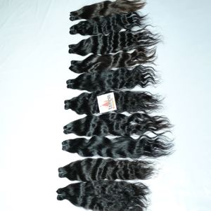 Cheveux humains indiens naturels noirs 100% vierges pour femmes, en gros, cuticules alignées, ondulations profondes, Remy, Full Lace, double trame, fabriqués à la machine - Product Image 2