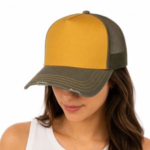 Casquette Trucker Unisexe 6 Panneaux en Tissu Mesh Couleur Contrastante Ajustable Décontractée Printemps-Été pour Adulte - Product Image 4